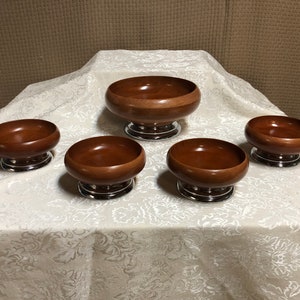Walnut Wood & Stainless Salad/Snack Bowl Set