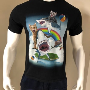 Cat And Shark Beach T-Shirt