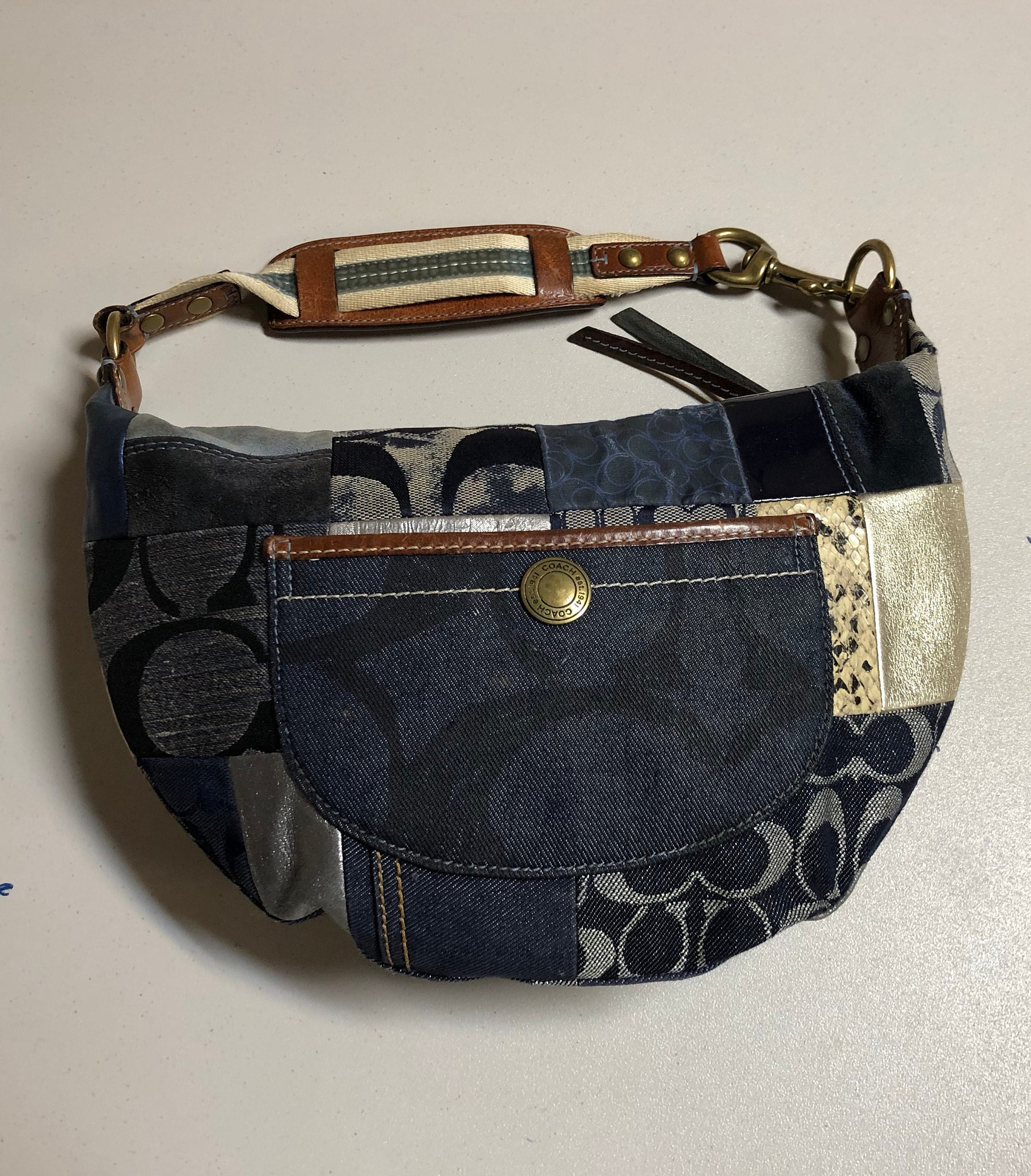 Coach Denim Patchwork Hobo Style Bag Purse 1990s | Etsy