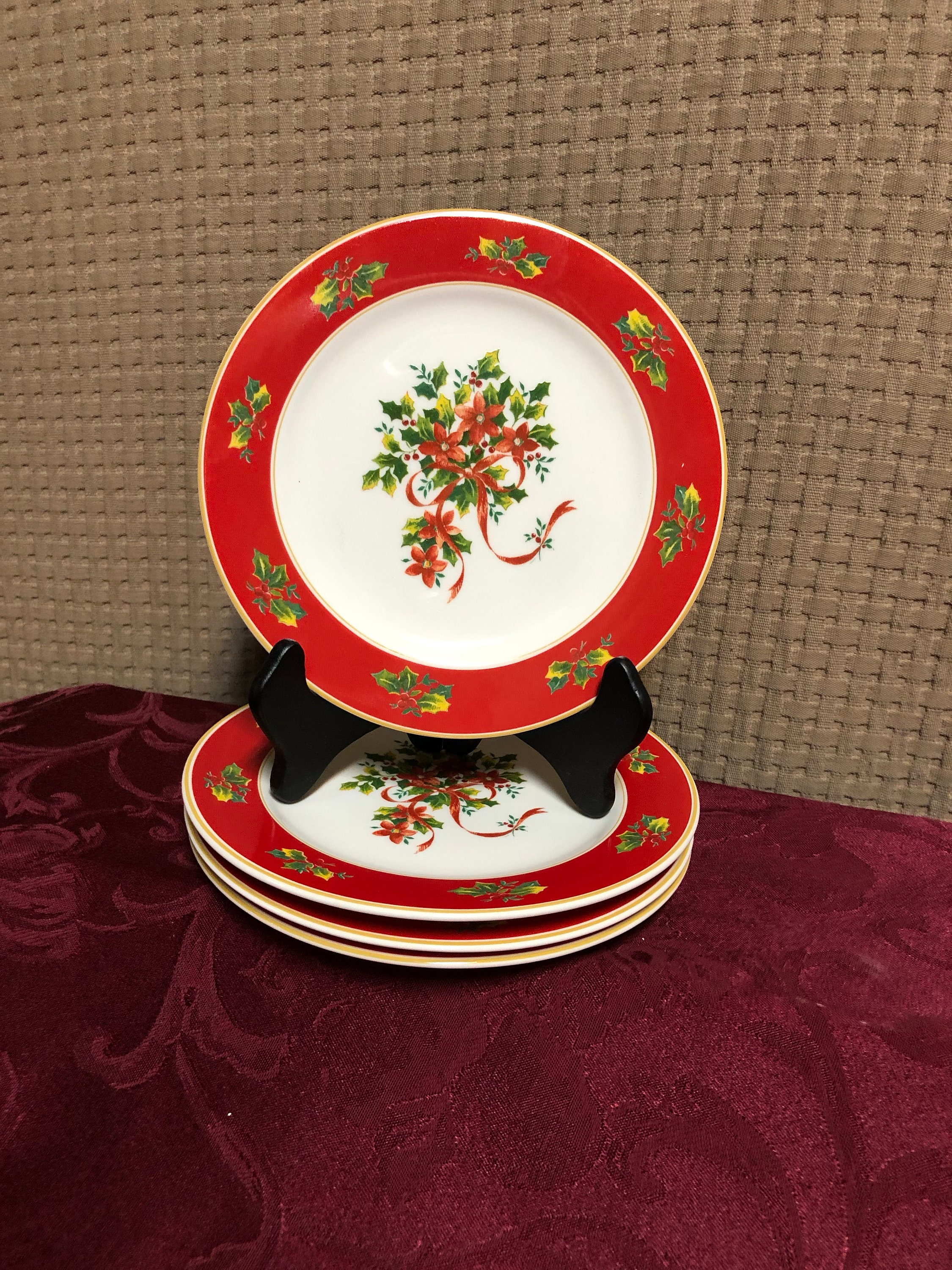 Floral Christmas Dessert Accent Plates | Etsy