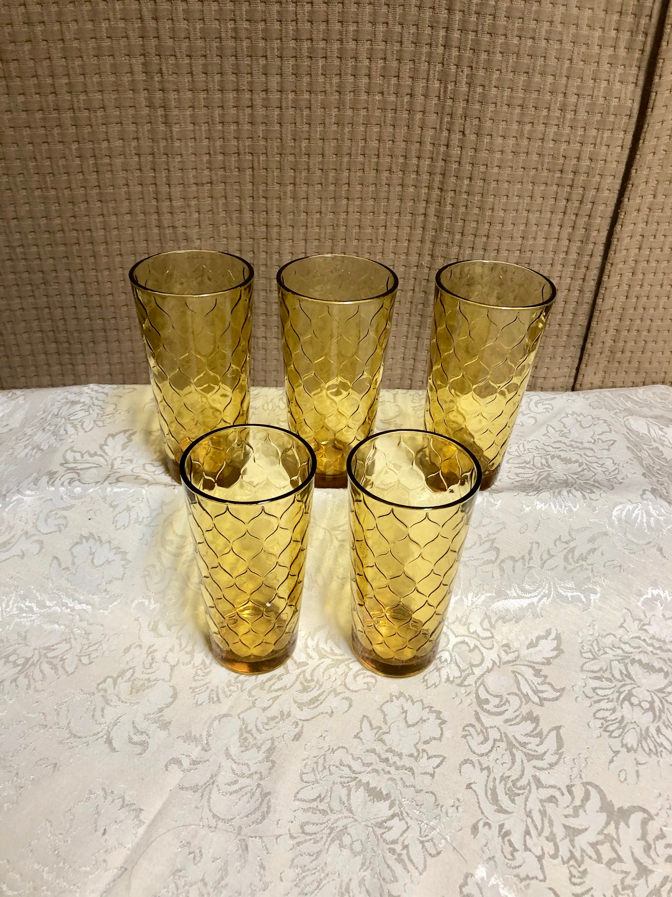 Cosecha de oro vasos altos por anclaje Hocking | Etsy