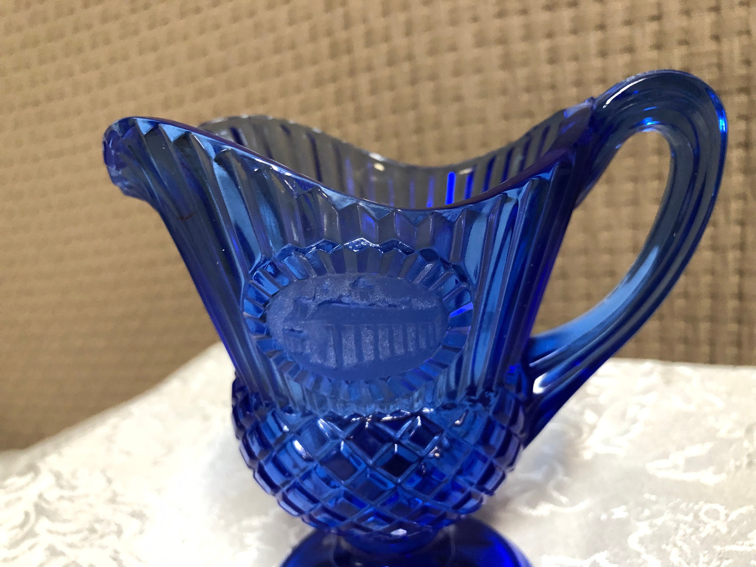 Avon Exclusive Blue Glass Pitcher Etsy