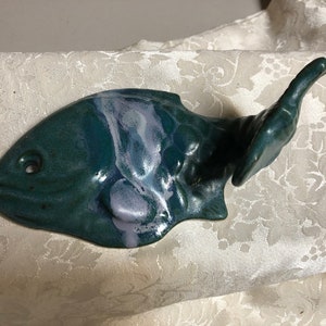 Handmade Glazed Pottery Fish Table Art