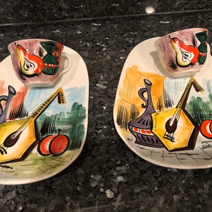 Ed Langbein - Ensemble coloré de six assiettes et tasses à goûter, fabriqué et conçu en Italie