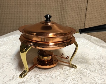 Vintage Circular Copper Chaffing Dish