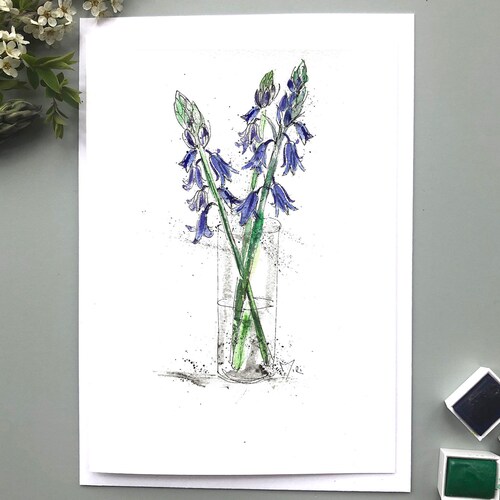 Birthday Card Bluebells Greeting Card Bluebell Art - Etsy