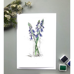 Carte jacinthes des bois, carte jacinthes des bois espagnole, jacinthes d'anniversaire personnalisées, carte jacinthes des bois, carte de voeux jacinthe des bois espagnole du Royaume-Uni