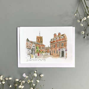 Tarjeta de Holy Trinity & Guildford High street, tarjeta de Surrey Hills, impresión de Guidlford