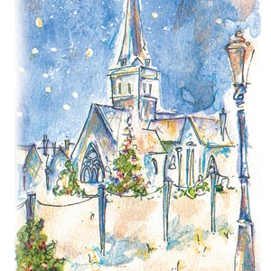 Godalming Christmas Cards, Christmas village card , christmas godalming cards, local artist godalming cards image 5