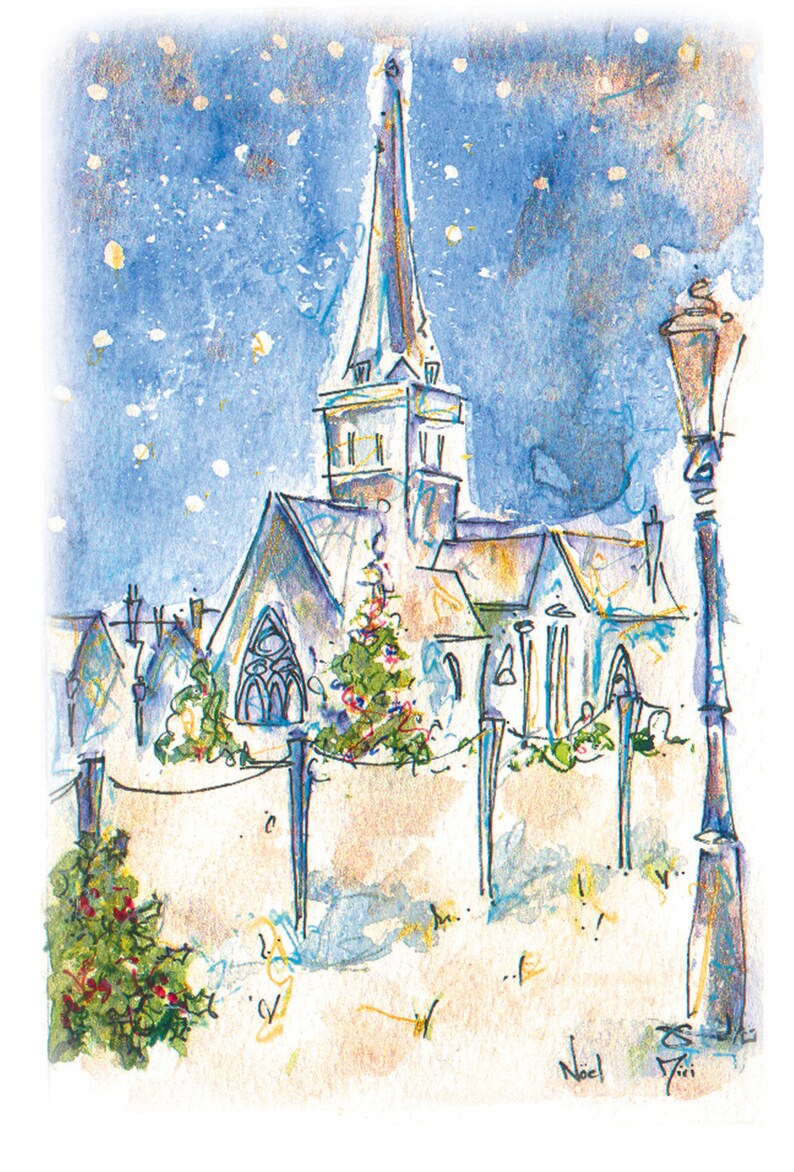 Godalming Christmas Cards, Christmas village card , christmas godalming cards, local artist godalming cards image 5