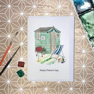 Carte de pelouse de transat pour barbecue pour la fête des pères, carte aquarelle pour remise pour la fête des pères, remise pour fête des pères personnalisée et carte pour barbecue