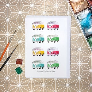 Cartão de Dia dos Pais Camper Van, cartão de campervan de dia dos pais, cartão de felicitações personalizado Campervan, cartão Camper Van