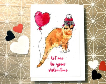 Valentines ginger card, valentines personalised valentines in a hat card