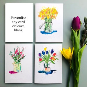 Paquet de 6 cartes vierges d'anniversaire de fête des mères de tulipes jonquilles, paquet de cartes de fleurs de printemps