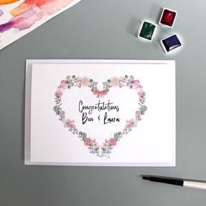 carte de mariage roses, carte florale de mariage personnalisée, carte de cœur de fleur d’anniversaire, carte de rose de mariage d’anniversaire personnalisée