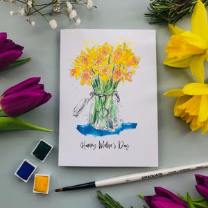 Tarjeta de narciso, tarjeta del Feliz Día de la Madre, tarjeta de narciso del día de la madre, narcisos del día de la madre, tarjetas del día de la madre, tarjeta personalizada del día de la madre,