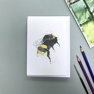 Carte d’abeille, carte d’aquarelle d’abeille, carte de motif d’abeille, AUTOCOLLANT D’ENVELOPPE GRATUIT