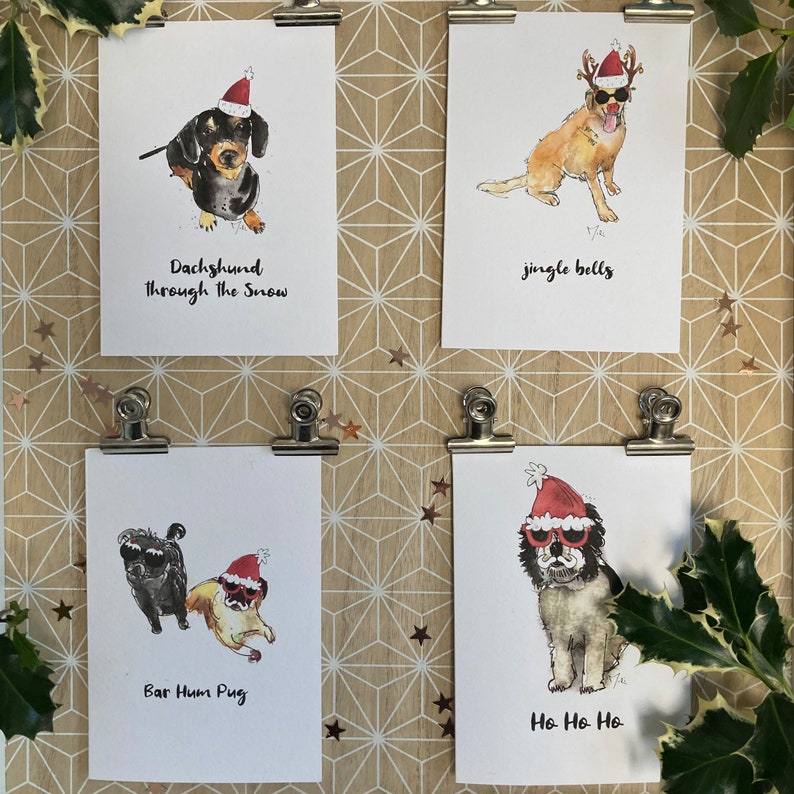 Pug Christmas Card: Watercolor Dog Art, Holiday Card - Etsy