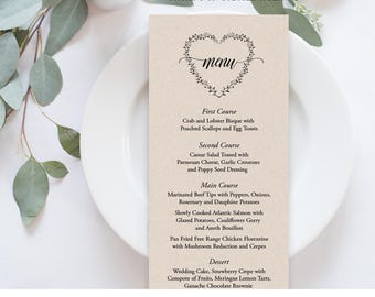 rustic wedding menu etsy