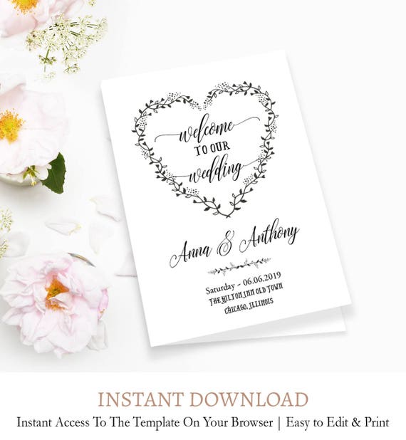 Editable Wedding Program Booklet Printable Wedding Program Etsy
