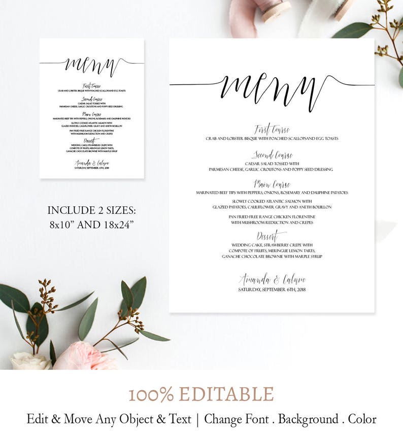wedding-food-menu-template-modern-script-wedding-menu-sign-etsy