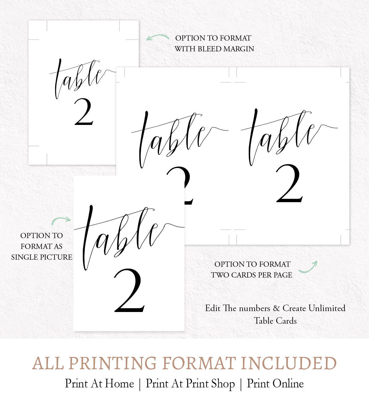 script table numbers simple calligraphy table numbers cards etsy