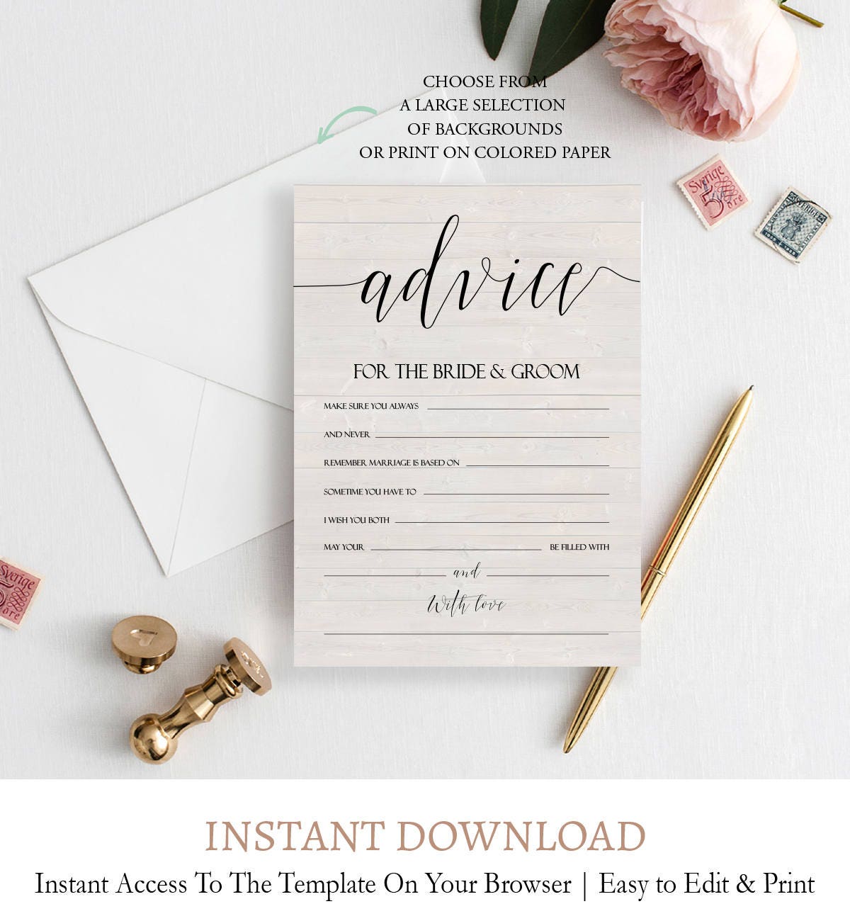 EDITABLE Advice Cards for the Bridetobe Custom Advice Card Etsy