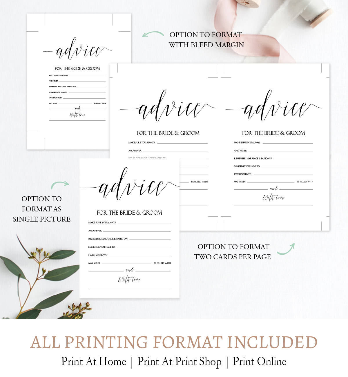 EDITABLE Advice Cards for the Bridetobe Custom Advice Card Etsy