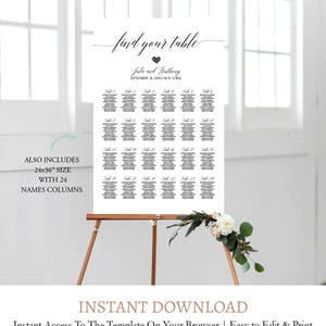 EDITABLE Wood Wedding Table Seating Chart Printable, Wooden Find Your Seat Sign, Rustic Wood Table Seating Plan Sign, Template Download, C8 imagen 5