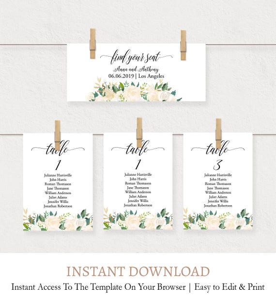 Seating Arrangement Chart Template