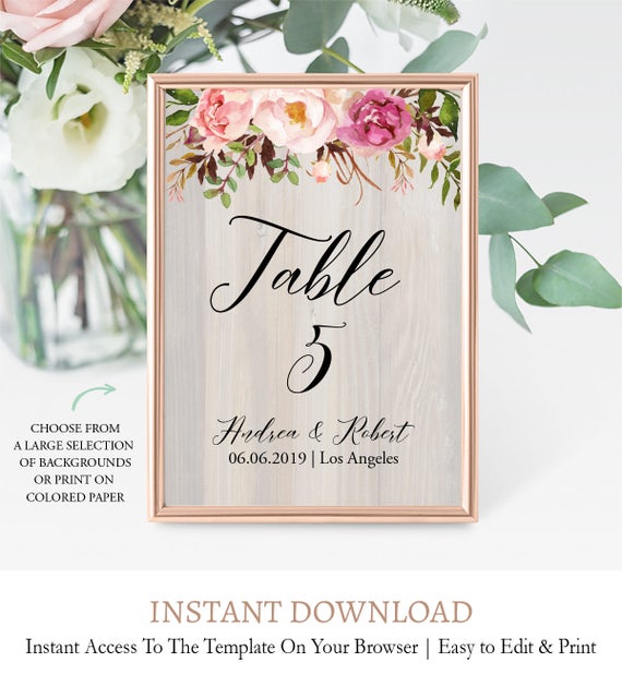 Floral Table Numbers Fall Wedding Table Numbers Wood Table Etsy