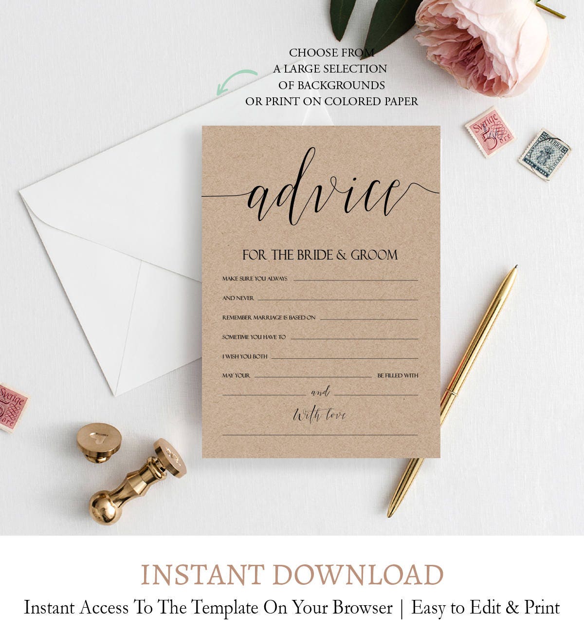 EDITABLE Advice Cards for the Bridetobe Custom Advice Card Etsy