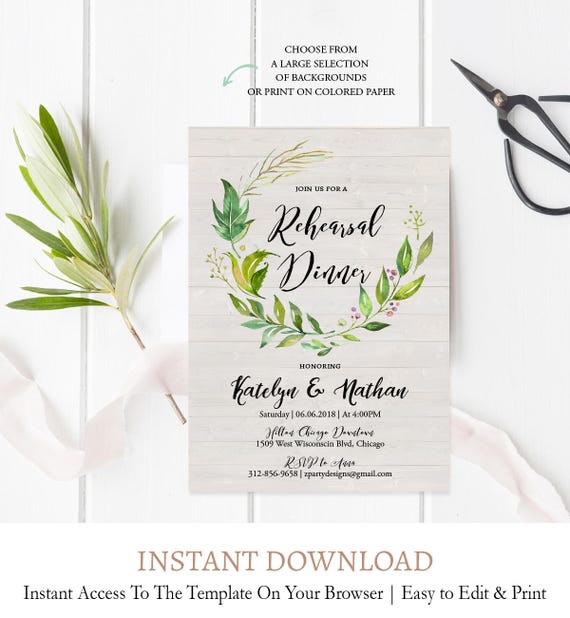 instant download printable invitation editable template wedding rehearsal Rehearsal dinner invitation