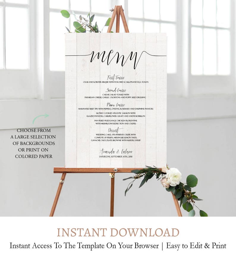 wedding-food-menu-template-modern-script-wedding-menu-sign-etsy