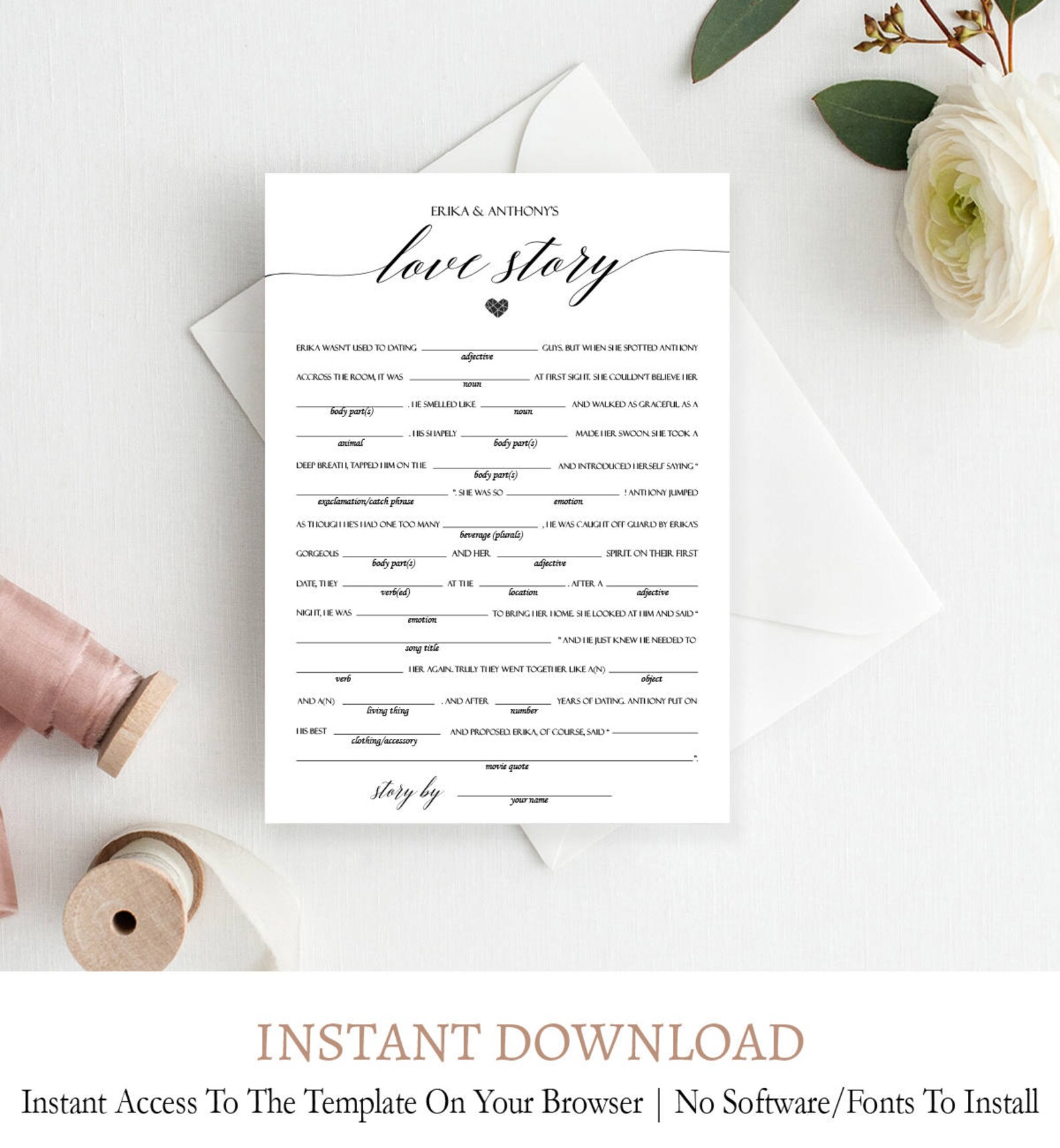CUSTOM Wedding Mad Libs Funny Mad Libs Game Printable - Etsy