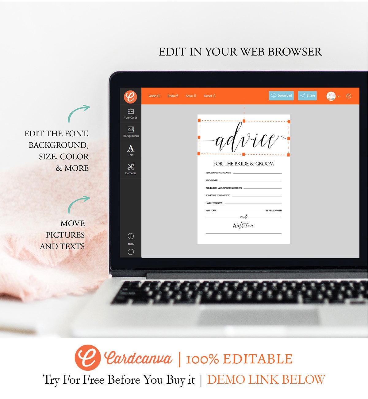 EDITABLE Advice Cards for the Bridetobe Custom Advice Card Etsy