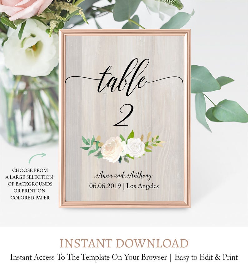 Gold Floral Wedding Table Numbers Gold Flowers Table Numbers Etsy