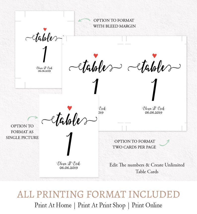 Editable Numbers C7 Calligraphy Script Wedding Table Number Template DIY Table Numbers Template Handwritten Script Wedding Table Numbers