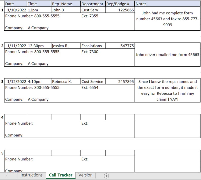 Call Tracker Printable Organize Your Calls Into an Easy Solution free ...