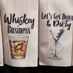 Unique Alcohol Themed Dish Towels , Bartender Themed Dish Towels, Bar Towels, Fun Song Lyric & Movie Kitchen Gifts, Housewarming, Guy Stuff