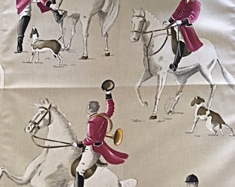 French Equestrian Fabric Horses at the Country Estate 110 inches wide (Sold by the Yard)