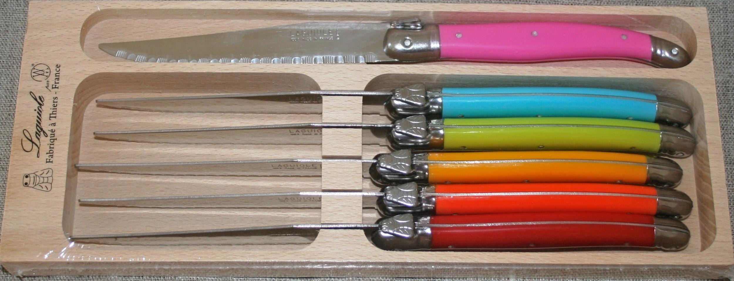 Laguiole French Stainless Steel knives set of 6 w/Oak box