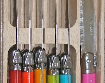 Laguiole French Stainless Steel knives set of 6 w/Oak box