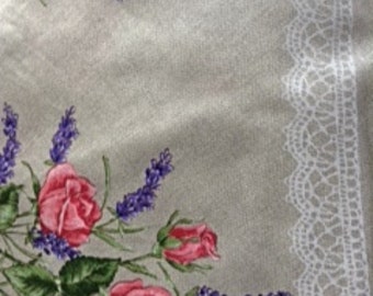 French Tablecloth Lavender & Roses Laminated Wipe Off