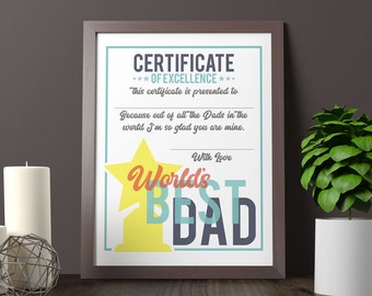 best dad certificate etsy