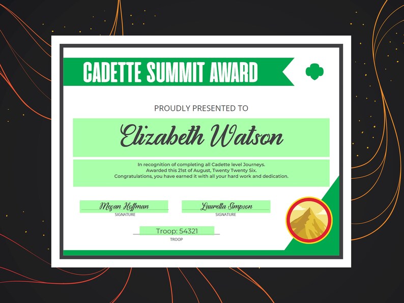 Girl Scout Summit Certificate Bundle Printable PDF Template Etsy