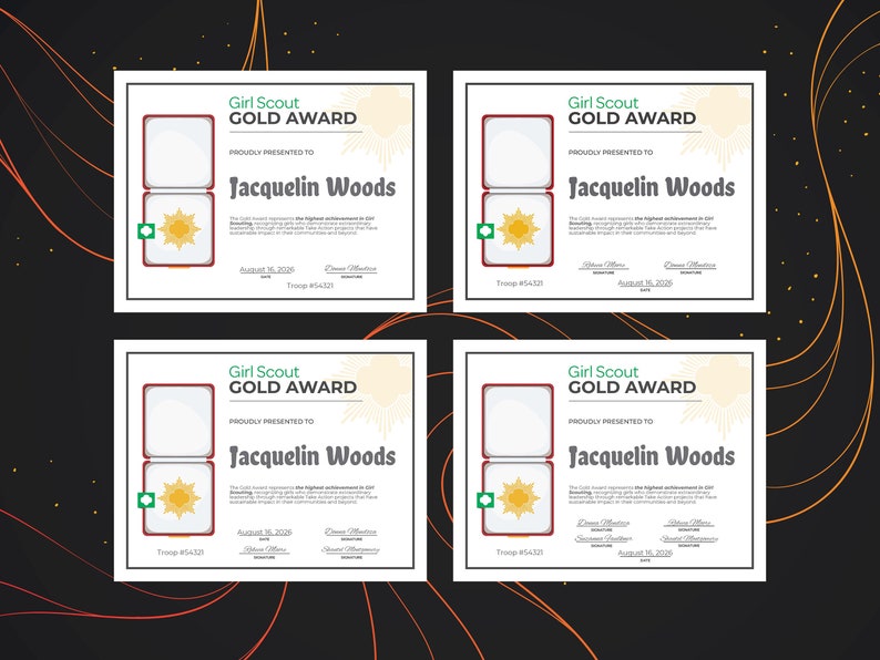 Girl Scout Gold Award Certificate | Printable PDF Template - Etsy