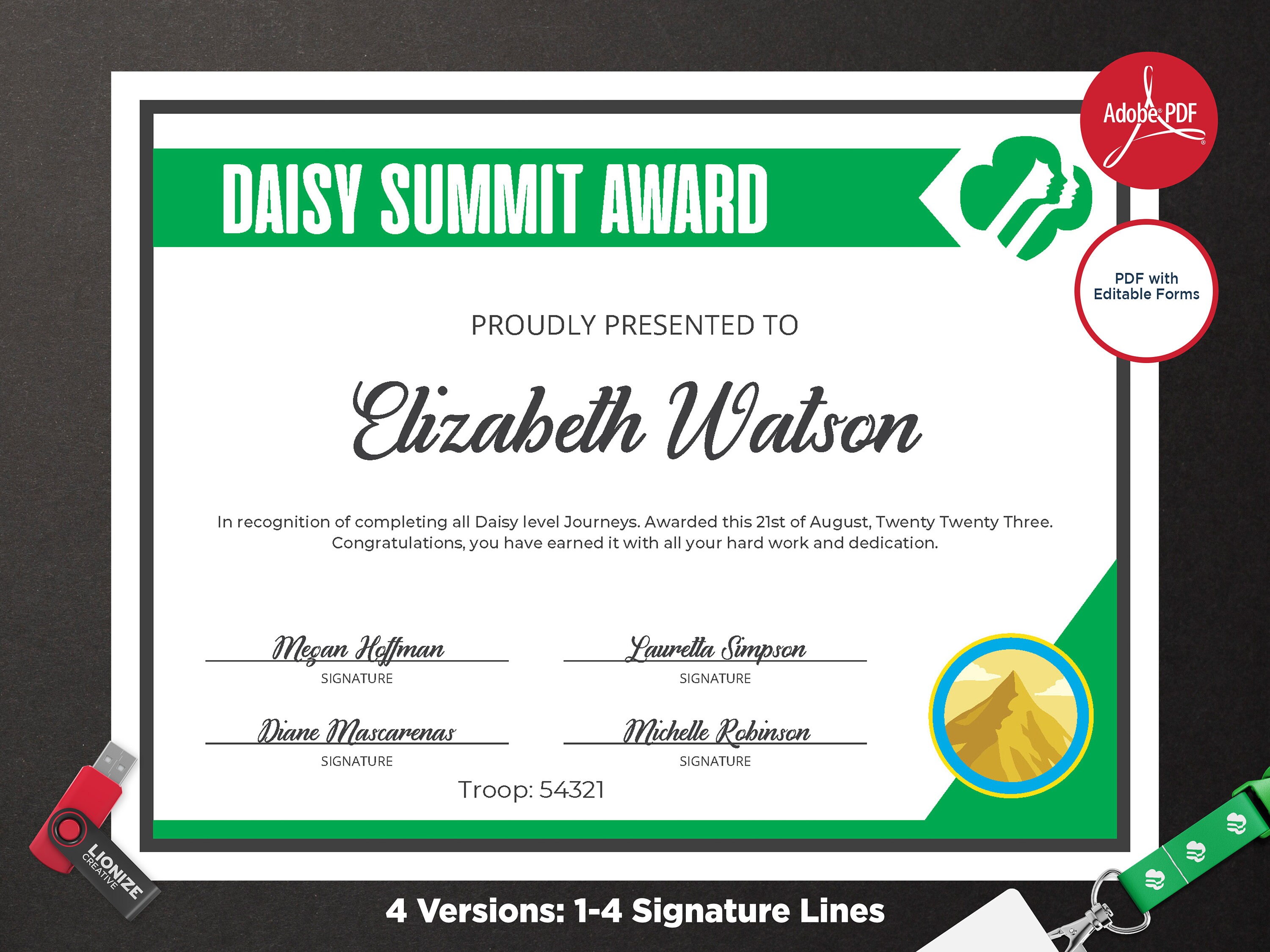Girl Scout Daisy Summit Award Certificate PDF Template Etsy
