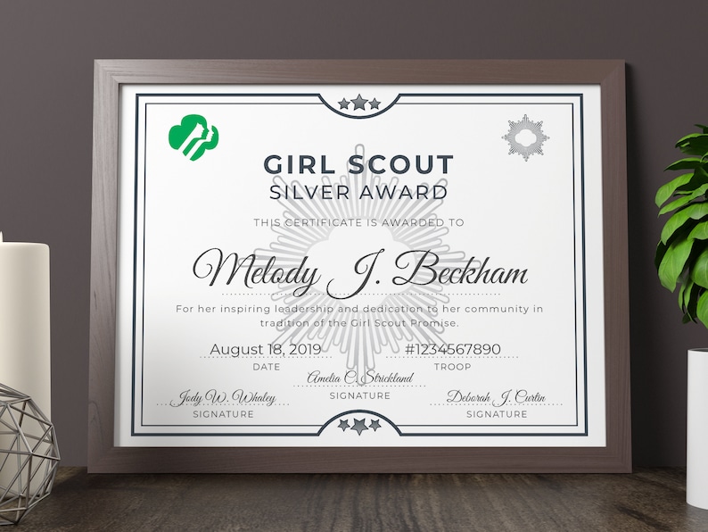 Girl Scout Silver Award Certificate Printable PDF Template | Etsy