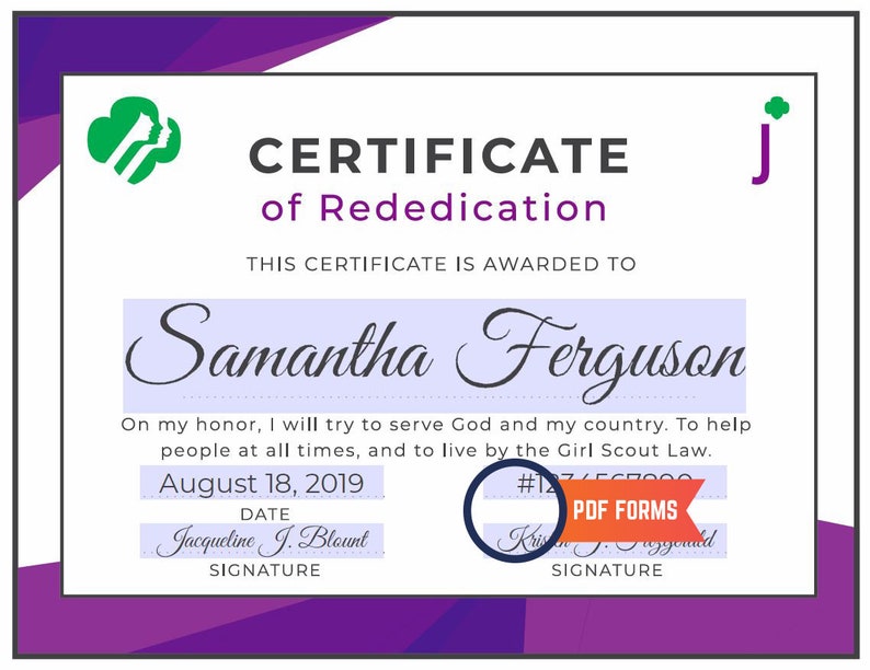 Girl Scout Junior Rededication Certificate Printable PDF Etsy girl-scout-junior-rededication-certificate-printable-pdf-etsy